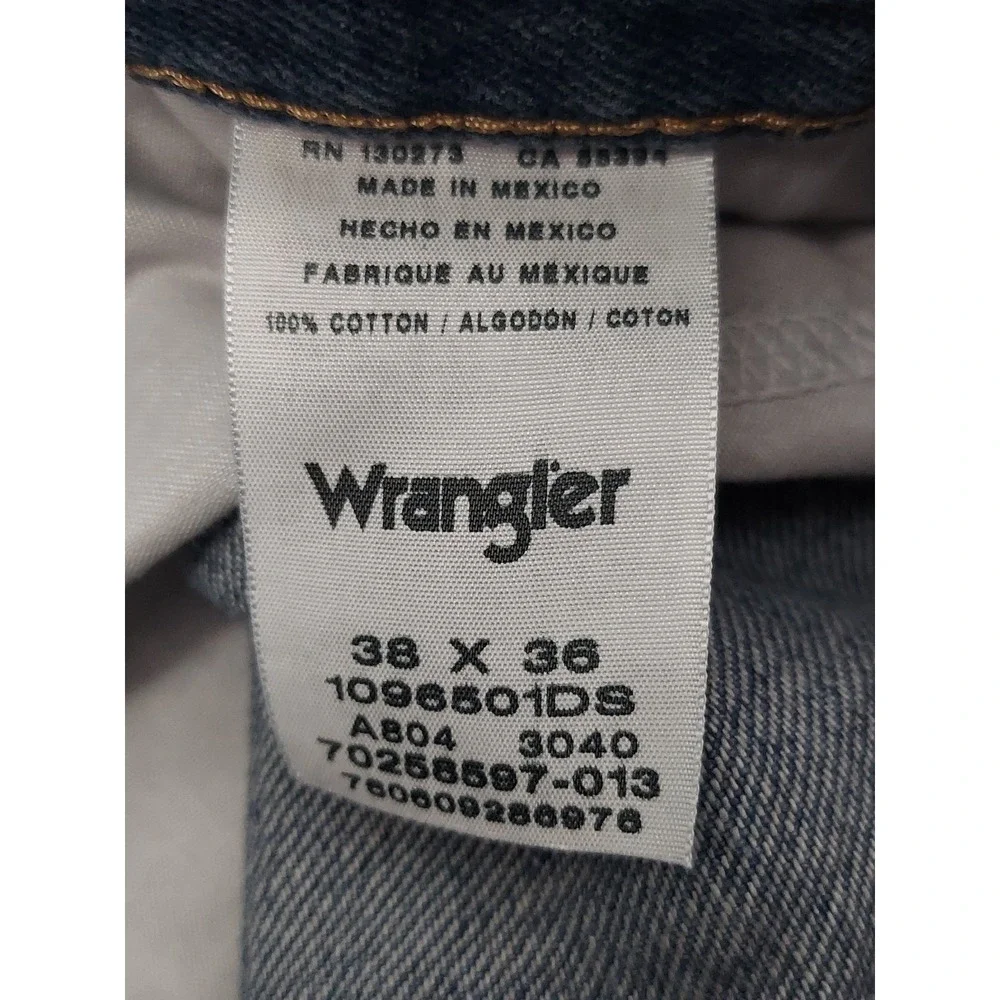 Wrangler Jeans Mens 38x36 Blue Cotton Straight Leg Work Wear Western Denim‎